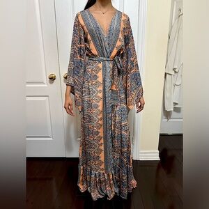 Piramide orange maxi wrap dress from Ibiza Line (XS)
